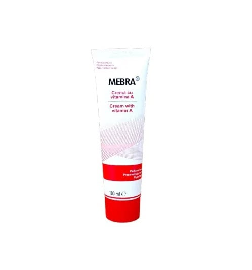 MEBRA Vitamina A. Crema cu vitamina A pentru piele, hidratare și regenerare, poate fi găsită la Farmacia Morpheus.
