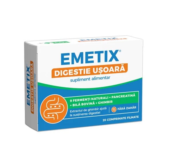 Emetix Digestion. Supliment natural pentru digestie rápida.