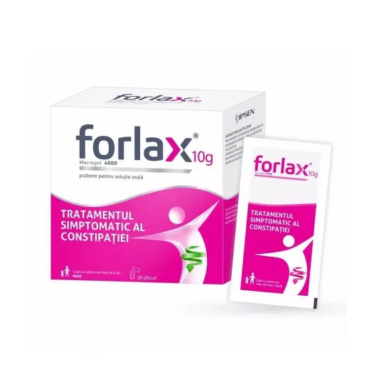 Forlax 10g, tratament pentru constipație, soluție orală. Forlax 10g, medicament pentru constipație, soluție orală, tratament simptomatic.