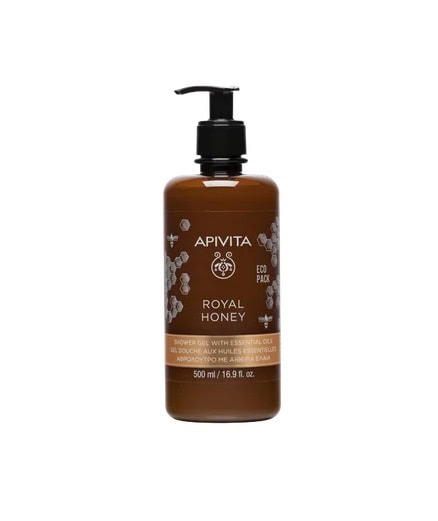 Gel de duș cu miere regală Apivita, 500 ml, hidratare și îngrijire naturală.