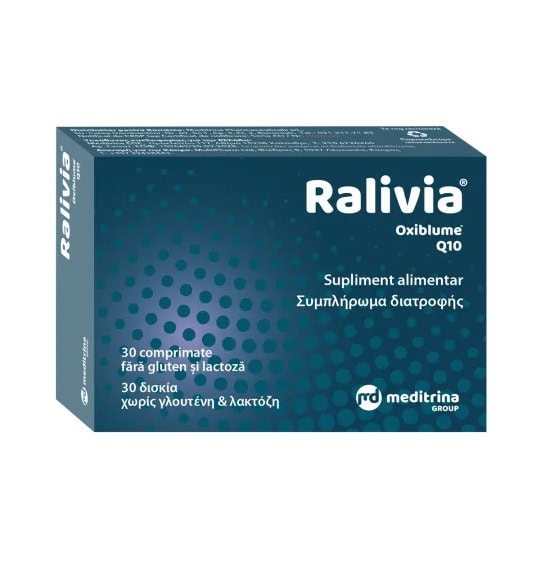 Relivia Q10. Supliment alimentar fără gluten și lactoză, 30 comprimate pentru energie și sănătate.