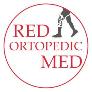 Ortopedie Medicală. Imagine cu logo-ul Clinicii Red Orthopedic Med, specializată în tratamente ortopedice și servicii medicale de calitate.