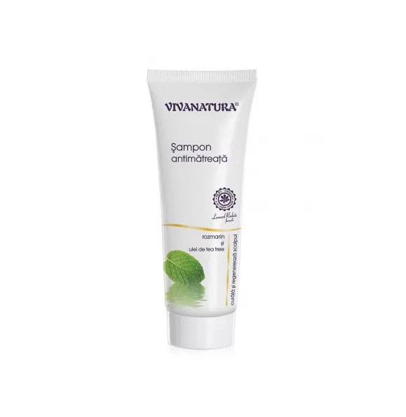 Sampon antimătreață cu rozmarin și ulei de tei, pentru scalp sănătos.
