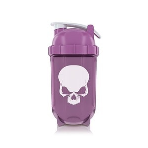 Recipient shaker cu craniu, ideal pentru proteine și aminoacizi, design atrăgător, material durabil, perfect pentru antrenamente.