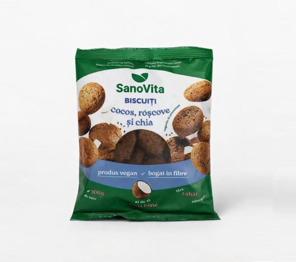 Biscuiti din Cocos, Roscove si Chia, 100g, SanoVita