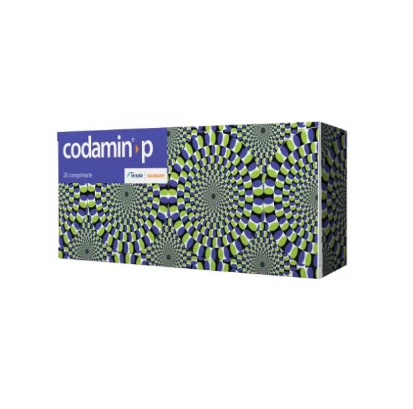 Ambalaj medicament Codamin P pentru durere și febră, farmacie online Morpheus.