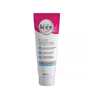 Imagine cu cremă epilatoare Veet pentru piele sensibilă. Eficientă și delicată pentru îndepărtarea părului.