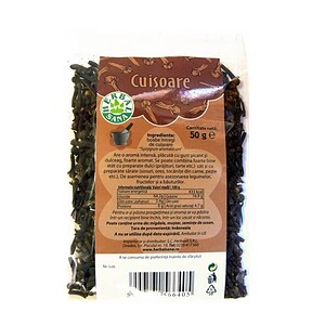 Cuișoare bio pentru aromă intensă și beneficii pentru sănătate, conținut natural, proveniență Indonezia.