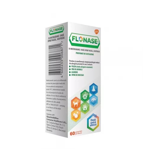 Flonase Spray Nazal, 50 Micrograme/Doza, 60 Pulverizari, Gsk