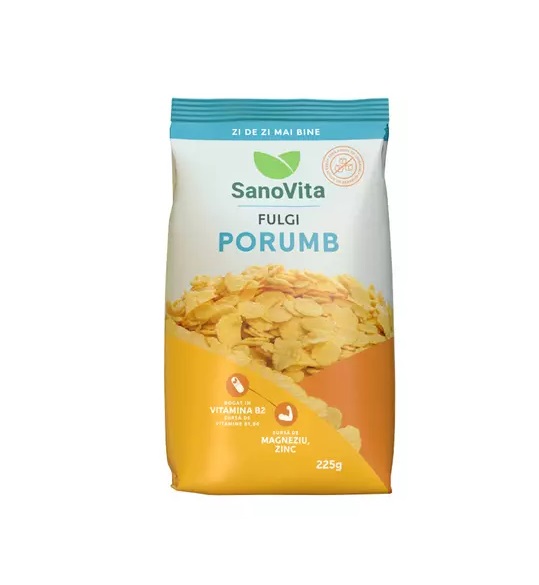 Fulgi de Porumb Fara Zahar, 225 g, Sanovita