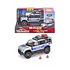 Mașinuță poliție Land Rover cu lumini și sunet, ideală pentru jocuri de rol și dezvoltarea imaginației.