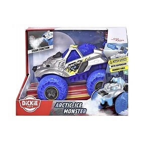 ALT: Mașină jucărie Arctic Ice Monster, design detaliat, cu anvelope din cauciuc și efecte luminoase.