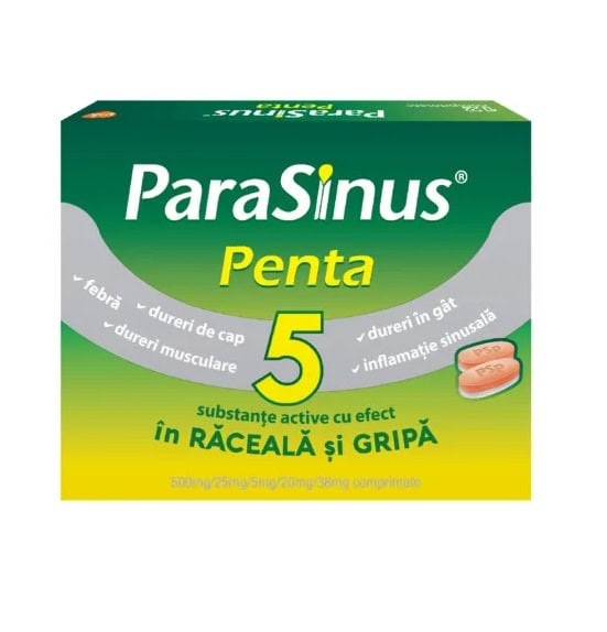 Penta Sinus. Pastilă pentru răceală și gripă, combatere dureri și inflamații sinuzale.