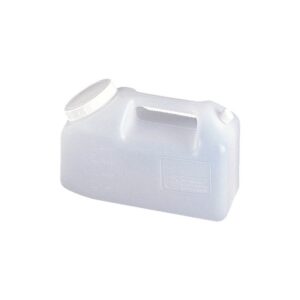 Recipient plastic pentru medicamente 2L, rezistent, ideal pentru doze și administrare ușoară.