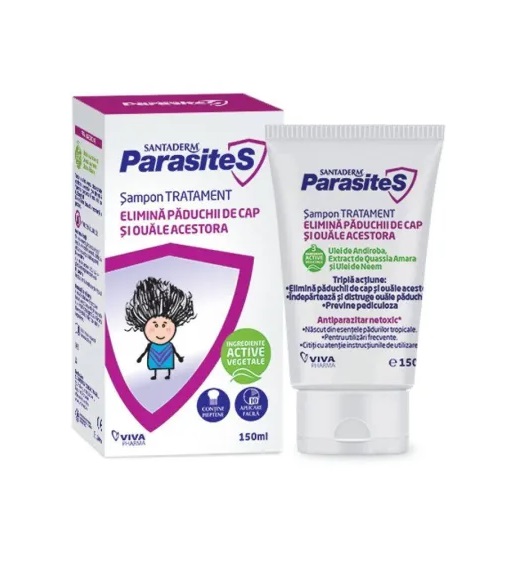 Sampon Tratament Impotriva Paduchilor Santaderm, Pieptene Cadou, 150 ml, Viva Pharma