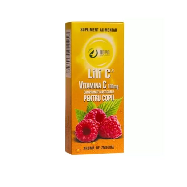 Supliment de vitamina C pentru copii cu aromă de zmeură. Întărește imunitatea și consolidează sănătatea.