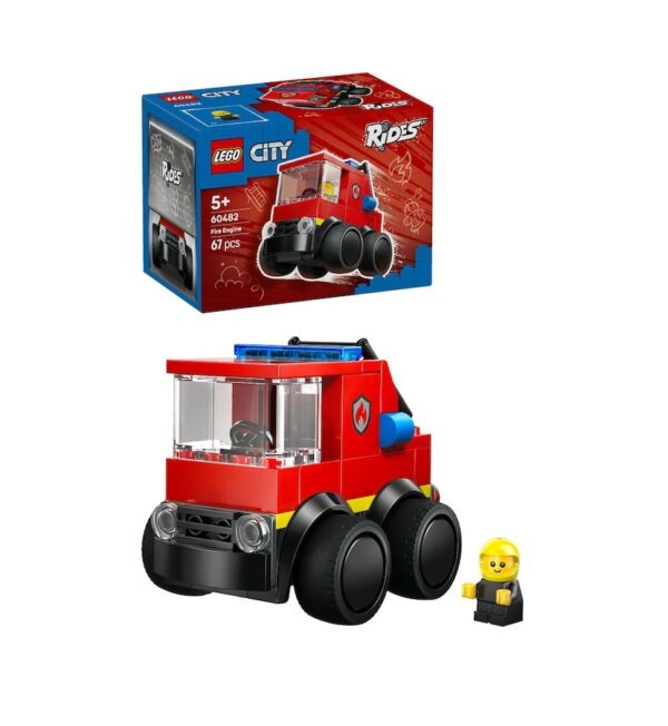 Camionetă de pompieri Lego City, 67 piese, ideală pentru joacă și dezvoltarea creativității.