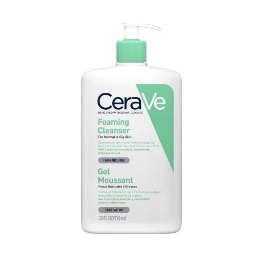 CeraVe Gel de Curățare Spumant pentru Piele Normală-Grasă Gel de curățare spumant CeraVe pentru piele normală și grasă, 976 ml, curăță în profunzime și mențin.