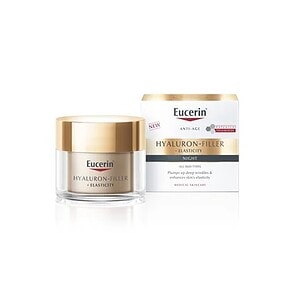 Crema de Noapte Hyaluron-Filler + Elasticitate Filler Eucerin, cremă de noapte pentru elasticitate și hidratare a pielii.