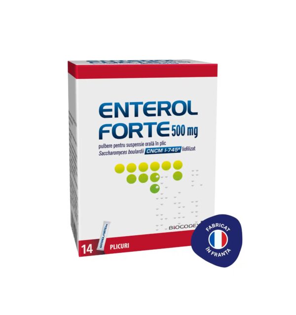 Enterol Forte, 500 mg, pulbere pentru suspensie orală Enterol Forte 500 mg - pulbere pentru suspensie orală, 14 plicuri, Biocodex.