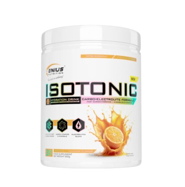 Formula cu Carbohidrati si Electroliti, Isotonic, 600g/30 Serv, Mandarina, Genius Nutrition Echipament pentru hidratare cu electroliti si carbohidrati, gust mandarina, ideal pentru sportivi.