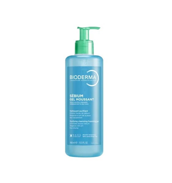 Gel spumant pentru curățarea pielii grase și cu tendință acneică Bioderma Sebium.
