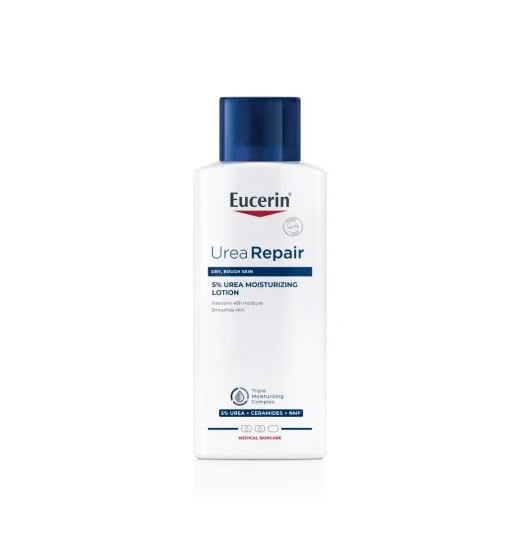Lotiune hidratanta Urea Repair Plus 5% de la Eucerin, pentru piele uscata si aspra.