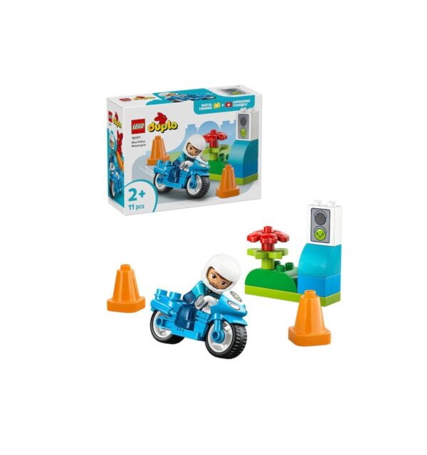 Motocicleta Albastra de Politie, 11 Piese, Lego Duplo