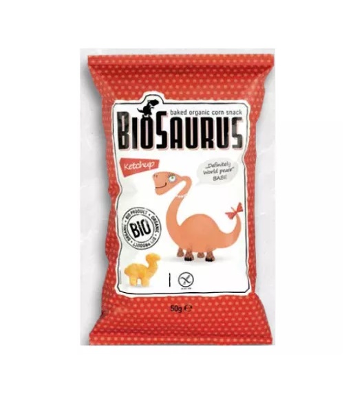 Pufuleti Bio din Porumb si Ketchup Fara Gluten Biosaurus, 50 g, Mc Lloyd's