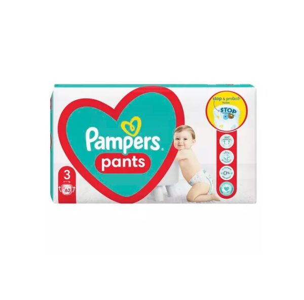 Pampers Chilotel de Noapte Stop&Protect, Nr.4 Scutece Pampers pentru noapte, Nr.4, 9-15 kg, 25 bucăți, protecție și confort.