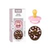 Set 2 Suzete cu Tetina Rotunda Studio Colour Latex, +6 Luni, Polka Dot Baby Pink/Mocha, BIBS