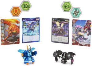 Set cu figurine Bakugan, Baku-Tin Sectanoid și carduri de joc pentru colecție.