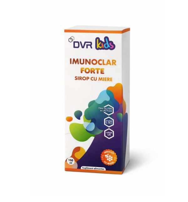 Imunoclar Forte sirop cu miere pentru imunitate, ideal pentru copii, 150ml.