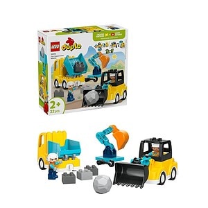 Jucărie LEGO DUPLO Town, vehicul de construcții 3 în 1 cu 22 piese pentru copii.