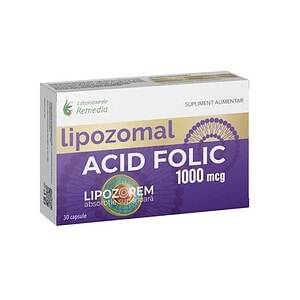 Acid folic liposomal, supliment pentru sănătate, 30 capsule.