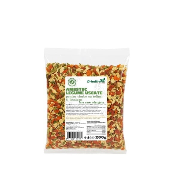 Amestec de legume uscate pentru ciorbe, cu telina și leuștean, 200 g, Farmacia Morpheus.