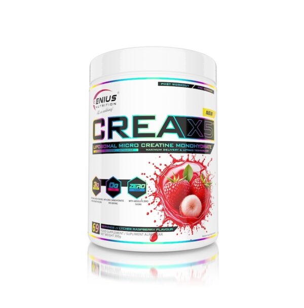 Creatina cu Aroma de Lychee si Zmeura Crea-X5, 300g/69serv, Genius Nutrition