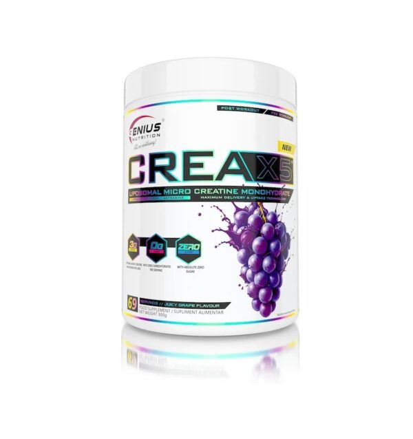 Creatină cu aromă de struguri, Crea-X5, 300g, Genius Nutrition.