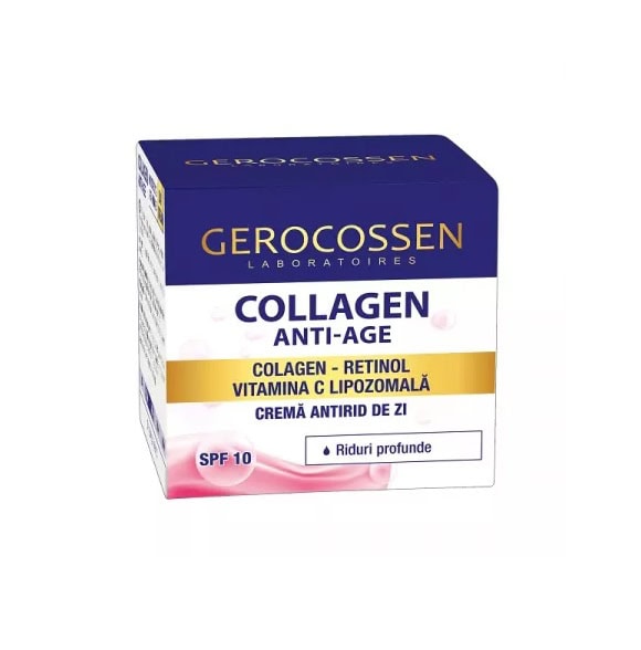 Crema de zi cu colagen și retinol pentru reducerea ridurilor și hidratare intensă.