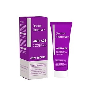 Anti-îmbătrânire cremă de noapte cu acid hialuronic, pentru fermitate și hidratare pielii.