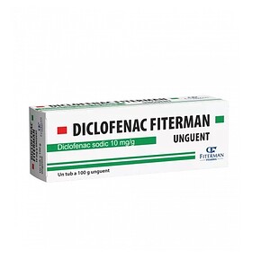 Unguent Diclofenac 10 mg/g pentru dureri și inflamații.