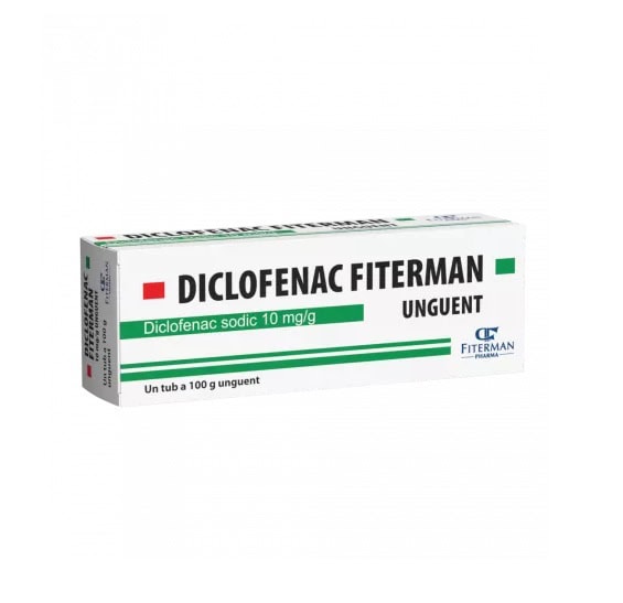Unguent Diclofenac 10 mg/g pentru dureri și inflamații.