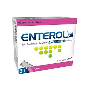 Probiotic Enterol 250 mg, 20 plicuri, pentru echilibru intestinal și sănătate digestivă.