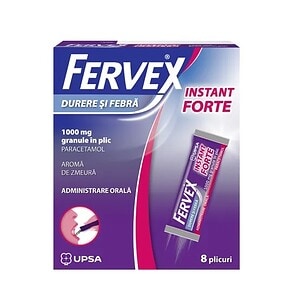 Plicuri Fervex pentru răceală și gripă cu aromă de zmeură, 8 plicuri.