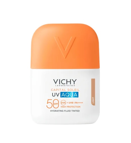 Fluid Hidratant Colorat cu Protectie Solara SPF 50 Nuanta Light Capital Soleil UV Aqua, 50 ml, Vichy