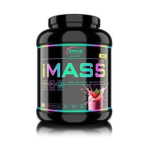 Gainer fără zahăr, cu aromă de milkshake de căpșuni, Genius Nutrition, 2500 g, pentru creștere muscu.