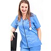 Halat medical cu fermoar albastru, mărimea XXXL Halat medical albastru cu fermoar, mărimea XXXL, pentru personal medical.