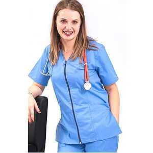 Halat medical cu fermoar albastru, mărimea XXXL Halat medical albastru cu fermoar, mărimea XXXL, pentru personal medical.