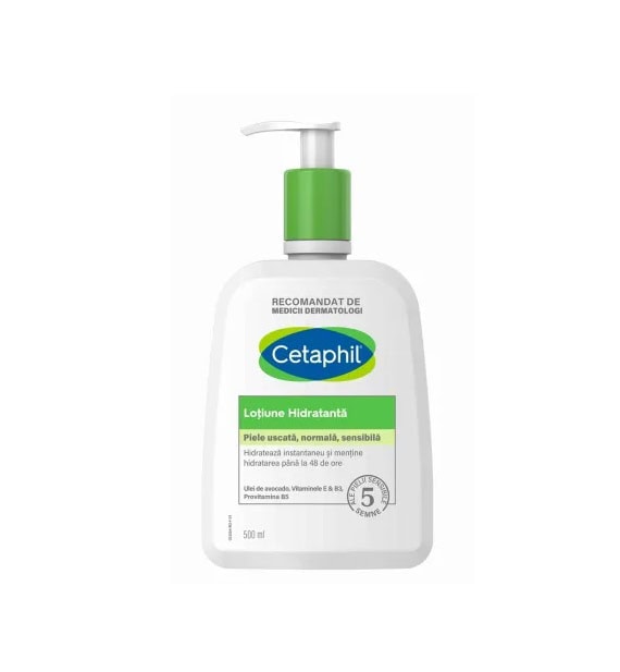 Hidratant pentru față și corp Cetaphil Hidratant pentru față și corp, 500 ml, Cetaphil, ideal pentru piele uscată, normală și sensibilă.