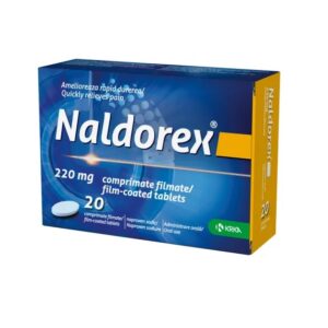 Tablete Naldorex pentru durere și inflamație, 220 mg, 20 comprimate filmate.